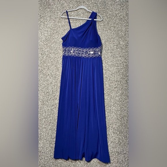 R&M Richards Twist Detail One-Shoulder Beaded Waist Jersey Dress Multiple Sizes - Picture 4 of 8